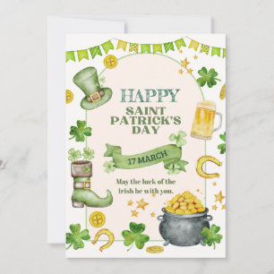 Iers geluk, klaveren & gouden pot St. Patrick's Da Feestdagenkaart