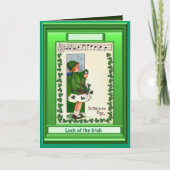 Iers geluk, meisje met shamrocks en muziek kaart (Voorkant)