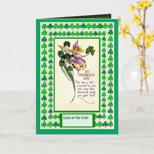 Iers geluk, St Patricks Day gedicht Kaart (Gele Bloem)