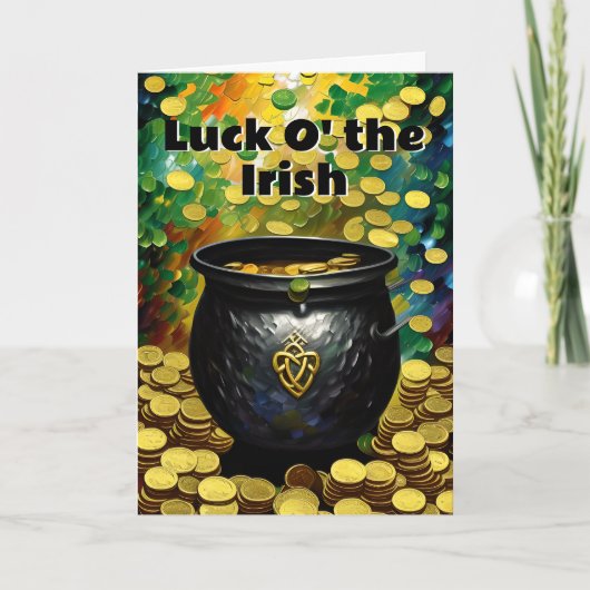 Iers Geluk St. Patrick's Day Pot met Goud Kaart (Voorkant)