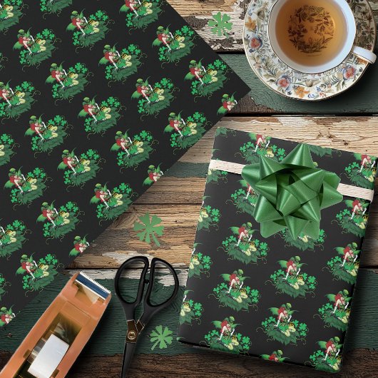 Iers geluksfee groen cadeaupapier