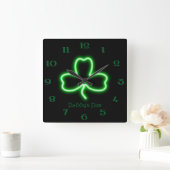 Iers gepersonaliseerd Shamrock Pub neon-teken Vierkante Klok (Huis)