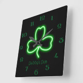 Iers gepersonaliseerd Shamrock Pub neon-teken Vierkante Klok (Hoek)