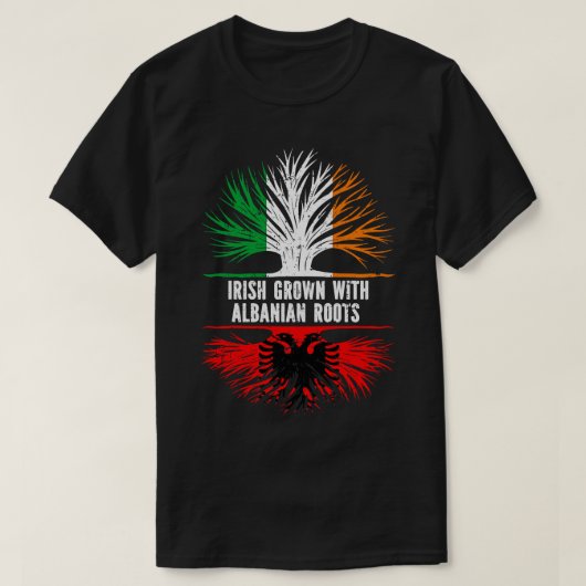 Iers geteeld met Albanese wortels Ierse vlag T-shirt (Design voorkant)
