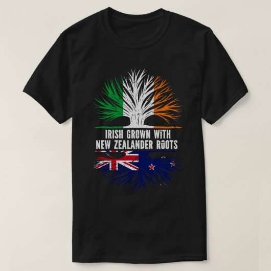 Iers geteeld met Nieuw-Zeelander Roots Ierland vla T-shirt (Design voorkant)