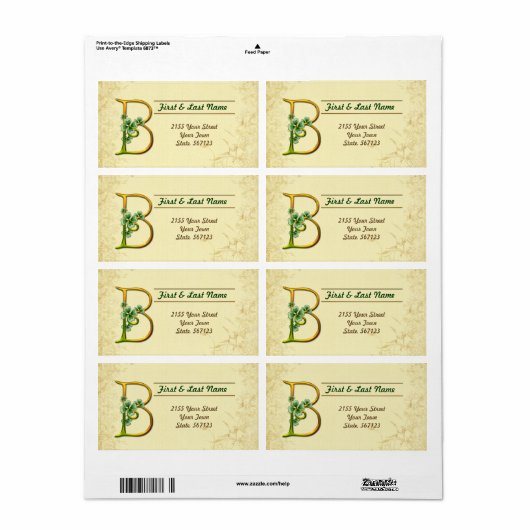 Iers Goud Monogram B Label (Full Sheet)