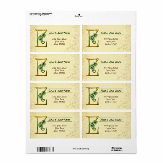 Iers Goud Monogram E Label (Full Sheet)