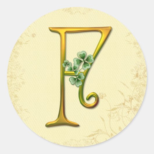 Iers goud monogram F Ronde Sticker (Voorkant)