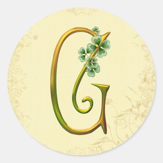 Iers goud monogram G Ronde Sticker (Voorkant)