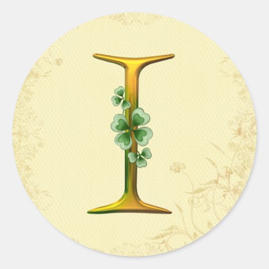 Iers goud monogram I Ronde Sticker (Voorkant)