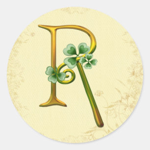 Iers goud monogram R Ronde Sticker