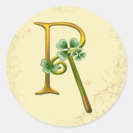 Iers goud monogram R Ronde Sticker (Voorkant)
