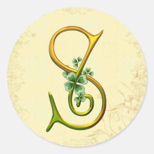 Iers goud monogram S Ronde Sticker (Voorkant)