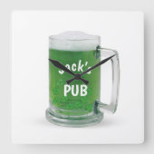 Iers groen bier met shamrocks vierkante klok (Voorkant)