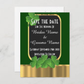 Iers groen en goud slaan de datum op aankondigingskaart (Voorkant / Achterkant)