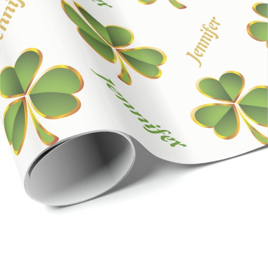 Iers groen, goudklaver St. Patrick's Day Cadeaupapier (Rol Hoek)