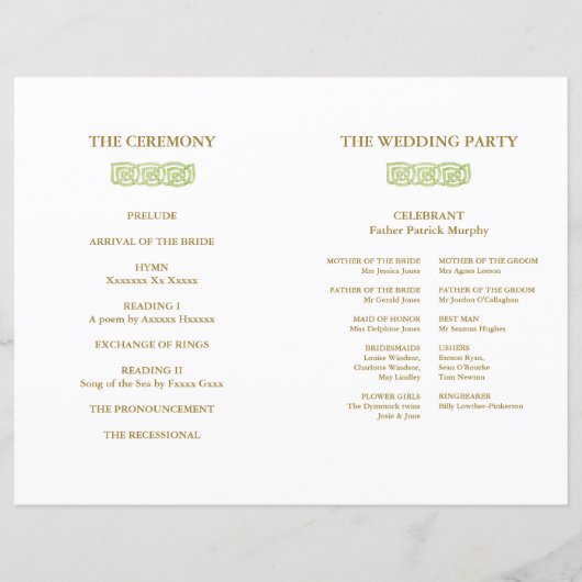 Iers groen programma voor Keltische knoop en goude (Achterkant)