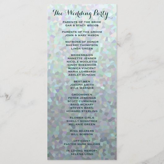 Iers Groen Trouwprogramma Programmakaart (Achterkant)