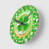 Iers groen/wit/Oranje Shamrock Pattern Ronde Klok (Hoek)