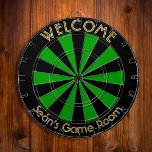 Iers Groen Zwart Custom Metal Cage Dorm Game Room Dartbord<br><div class="desc">Creëer uw eigen aangepaste, gepersonaliseerde, leuke, koele, stijlvolle, Ierse groene en zwarte kleur, regelmaat (18 "diameter, 1 "h) aluminium lijst kooi dart board. Wordt geleverd met 6 messing darts (3 Amerikaanse vlag dart vluchten en 3 UK dart vluchten). U kunt het overal monteren - boven uw afvalmand op het werk...</div>
