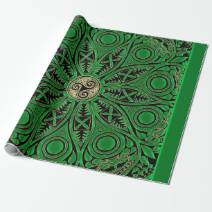 Iers Groene Keltische Tris Mandala Cadeaupapier