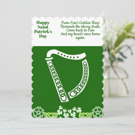  Iers Harp Saint Patricks Day Luck Celtic Feestdagenkaart (Staand voorkant)