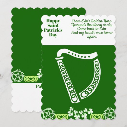  Iers Harp Saint Patricks Day Luck Celtic Feestdagenkaart (Voorkant / Achterkant)