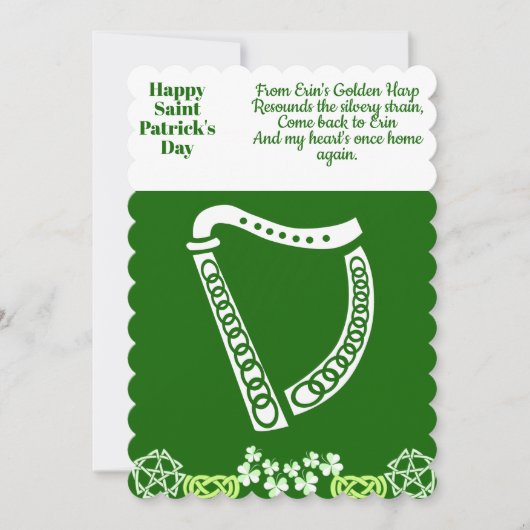 Iers Harp Saint Patricks Day Luck Celtic Feestdagenkaart (Voorkant)