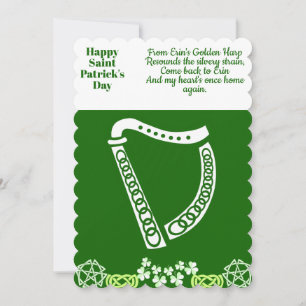 Iers Harp Saint Patricks Day Luck Celtic Feestdagenkaart