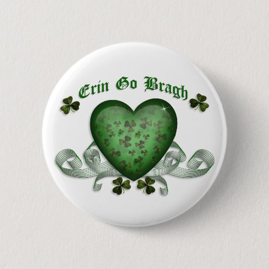 Iers hart Erin Go Bragh groen hart Ronde Button 5,7 Cm (Voorkant)