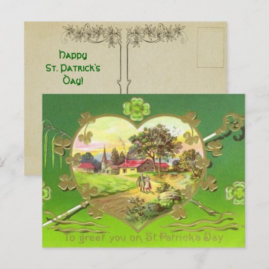 Iers Hart St. Patrick's Day Briefkaart (Voorkant / Achterkant)