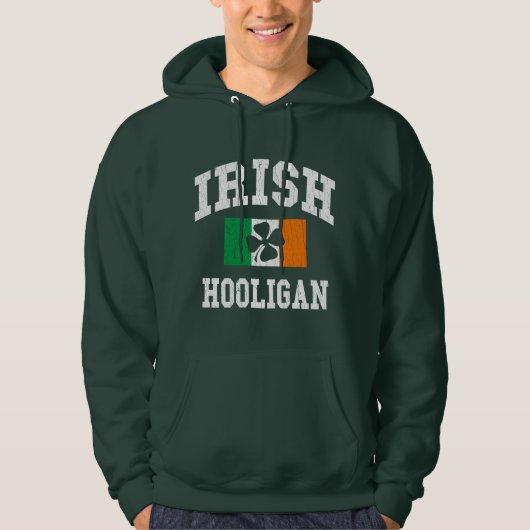 Iers Hooligan Distress Design Hoodie (Voorkant)