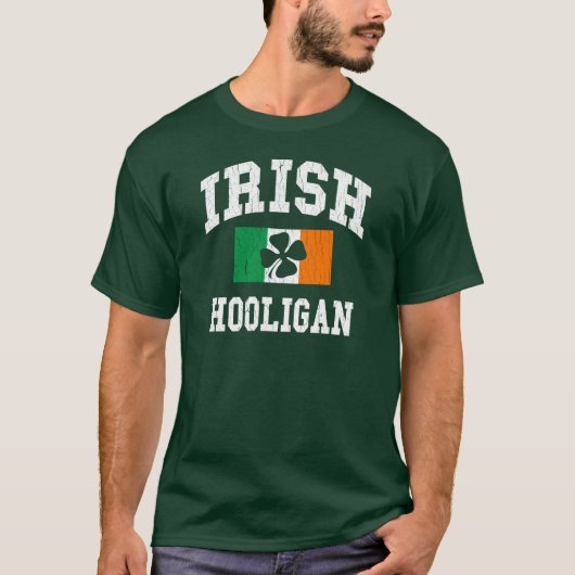Iers Hooligan Distress Design T-shirt (Voorkant)