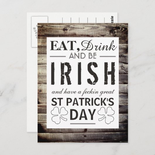 Iers hout St Patrick's Day Briefkaart (Voorkant / Achterkant)