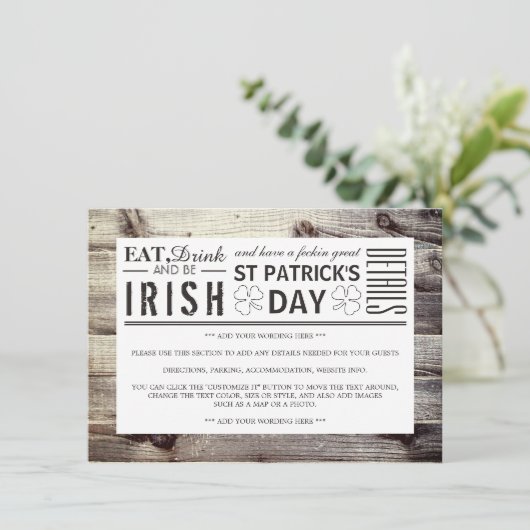 Iers Hout St Patrick's Day Detail Kaart (Staand voorkant)