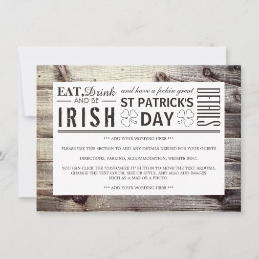  Iers Hout St Patrick's Day Detail Kaart (Voorkant)