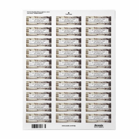  Iers hout St Patrick's Day Etiket (Full Sheet)