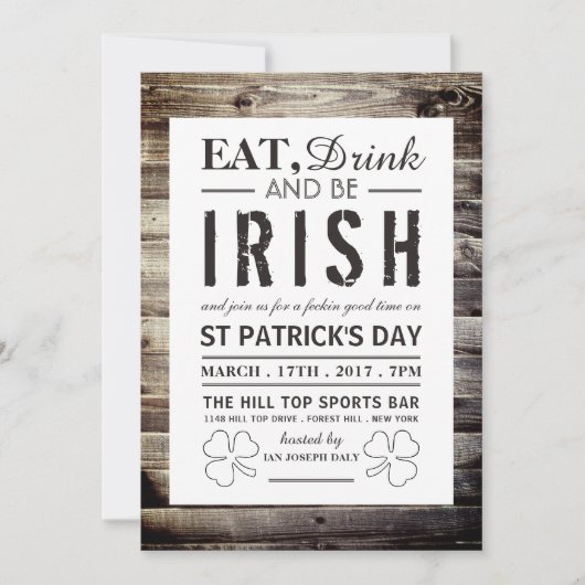  Iers hout St Patrick's Day Kaart (Voorkant)