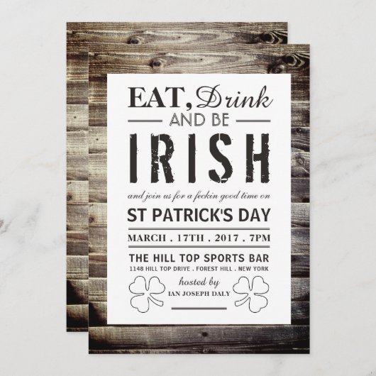  Iers hout St Patrick's Day Kaart (Voorkant / Achterkant)
