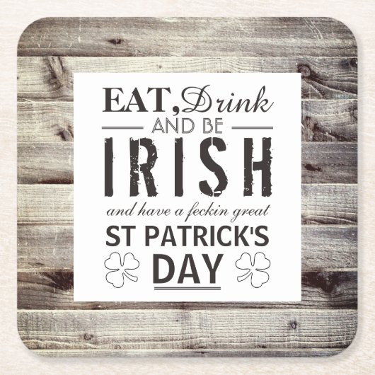 Iers hout St Patrick's Day Kartonnen Onderzetters (Voorkant)