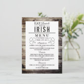 Iers Hout St Patrick's Day Menu Kaart (Staand voorkant)