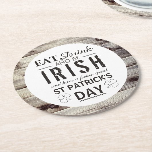  Iers hout St Patrick's Day Ronde Kartonnen Onderzetter (Gebogen)