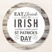  Iers hout St Patrick's Day Ronde Kartonnen Onderzetter (Voorkant)