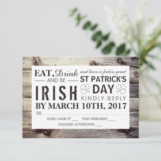 Iers hout St Patrick's Day RSVP (Staand voorkant)