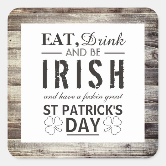  Iers hout St Patrick's Day Vierkante Sticker (Voorkant)