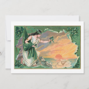 Iers Iers Iers meisje van Erin met Shamrocks Feestdagenkaart