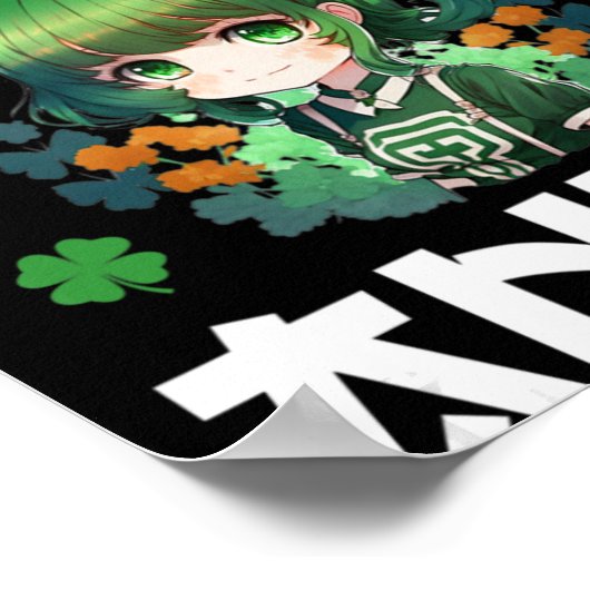 Iers ik keek Anime St Patrick's Day Anime Poster (Hoek)