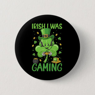 Iers Ik Was Gamen St Patricks Day Gamer Jongens Vi Ronde Button 5,7 Cm