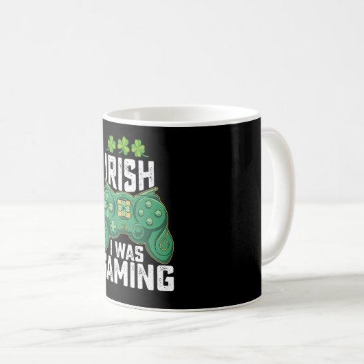 Iers Ik was gaming gamer games St Patrick's Day Koffiemok (Voorkant rechts)