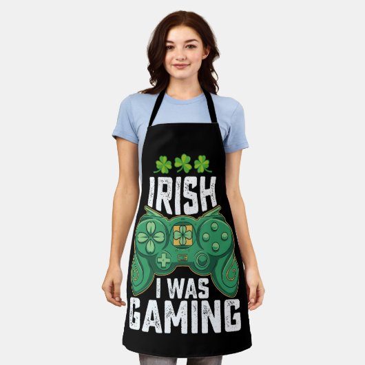 Iers Ik was gaming gamer games St Patrick's Day Schort (Gedragen)